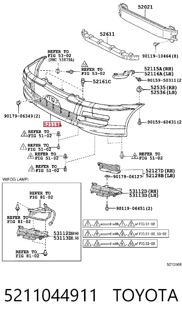 Paragolpes 5211044911 Toyota
