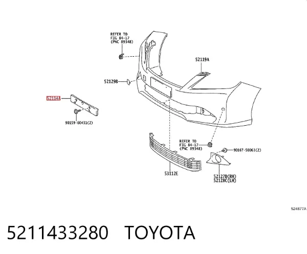 Soporte de matrícula delantera 5211433280 Toyota