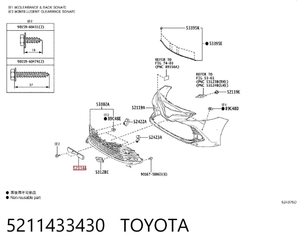 Soporte de matrícula delantera 5211433430 Toyota