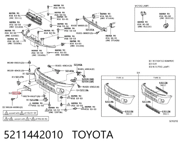 Soporte de matrícula delantera 5211442010 Toyota