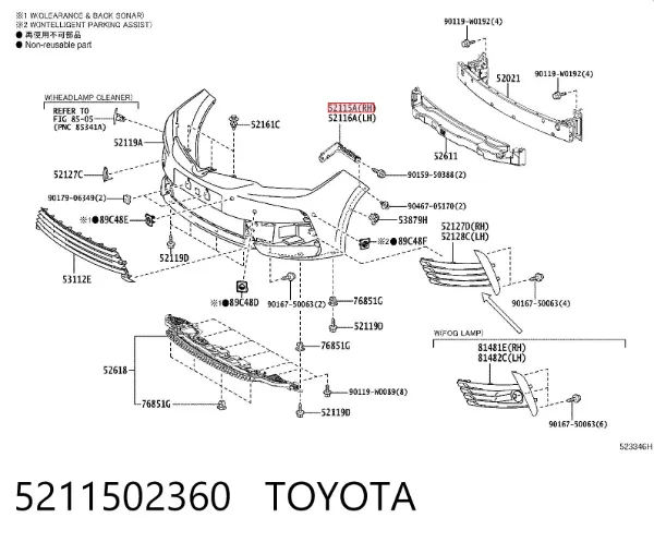 Soporte de parachoques delantero derecho 5211502360 Toyota