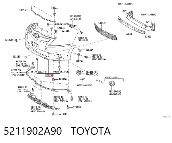Paragolpes 5211902A90 Toyota