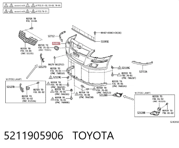 Paragolpes 5211905906 Toyota