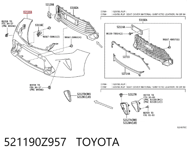 Paragolpes 521190Z957 Toyota