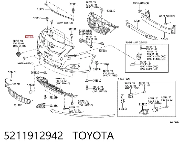 Paragolpes 5211912942 Toyota