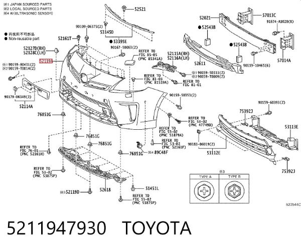 Paragolpes 5211947930 Toyota