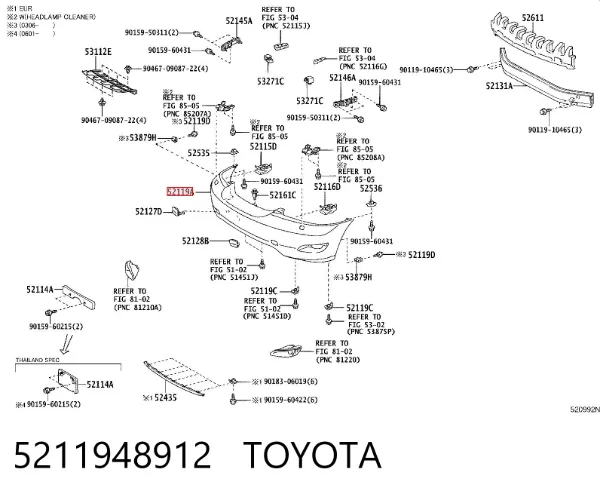 Paragolpes 5211948912 Toyota