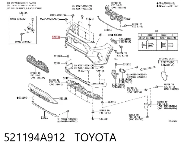 Paragolpes 521194A912 Toyota