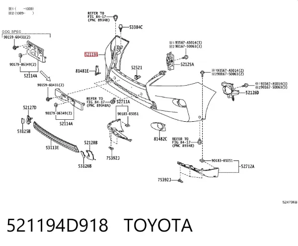 Paragolpes 521194D918 Toyota
