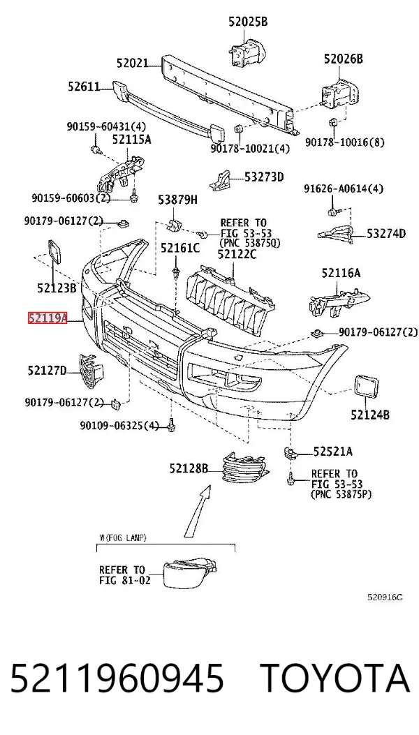 Paragolpes 5211960945 Toyota