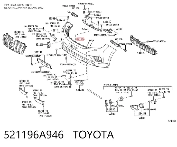 Paragolpes 521196A946 Toyota