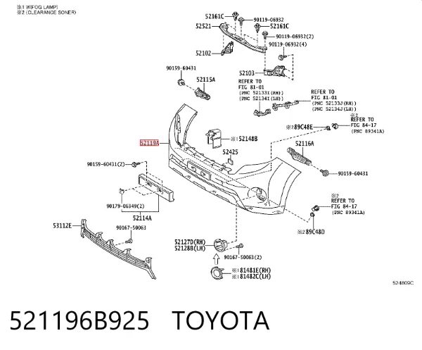 Paragolpes 521196B925 Toyota