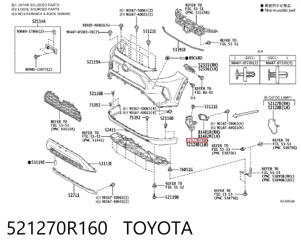 Rejilla del parachoques delantera izquierda 521270R160 Toyota