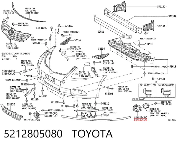 Soporte de fijación de faro antiniebla izquierdo 5212805080 Toyota