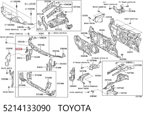 Soporte de parachoques delantero derecho 5214133090 Toyota