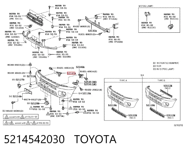 Soporte de parachoques delantero derecho 5214542030 Toyota
