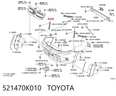 Soporte de parachoques delantero TOYOTA 521470K010