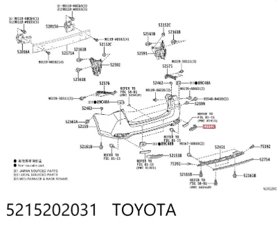 Parachoques trasero, parte derecha TOYOTA 5215202031