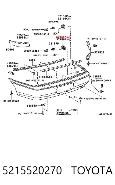 Soporte de parachoques trasero TOYOTA 5215520270