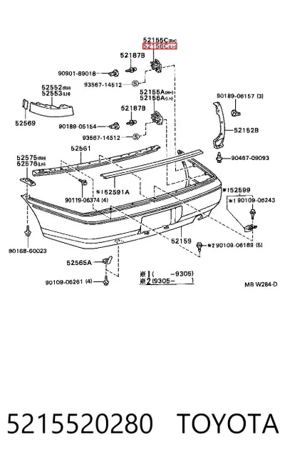 Soporte exterior de parachoques trasero TOYOTA 5215520280