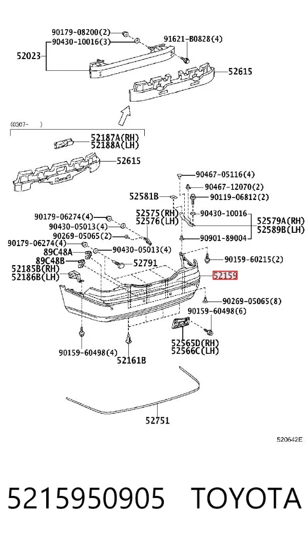 Parachoques trasero 5215950905 Toyota