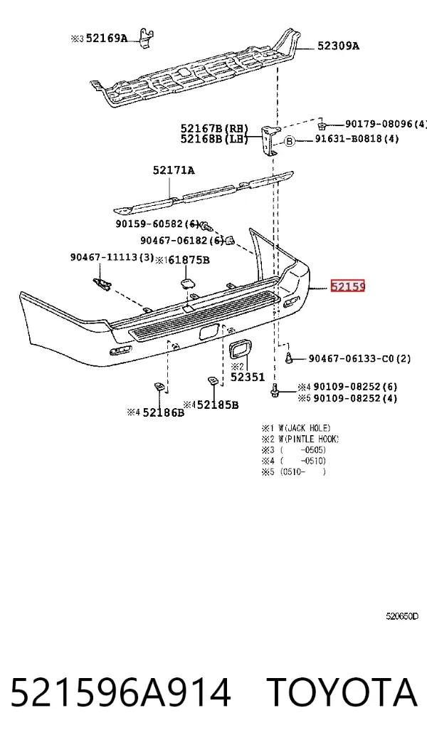 Parachoques trasero 521596A914 Toyota