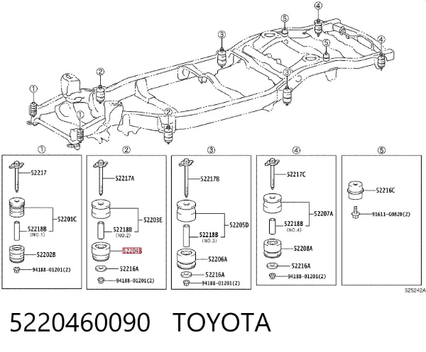 Cojín de bastidor 5220460090 Toyota