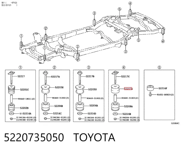 Cojín de bastidor 5220735050 Toyota