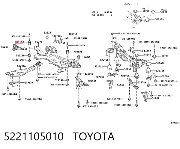 Buje silencioso del subchasis delantero 5221105010 Toyota