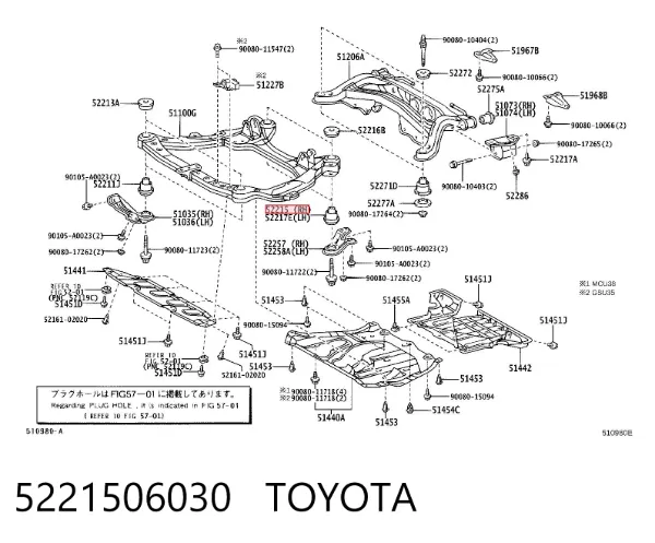 Buje silencioso del subchasis delantero 5221506030 Toyota