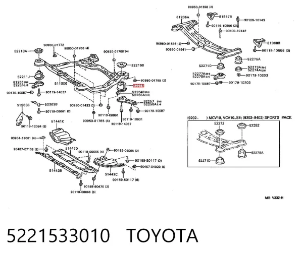 Buje silencioso del subchasis delantero 5221533010 Toyota