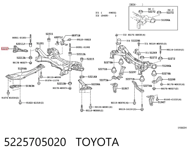 Soporte de viga delantera 5225705020 Toyota