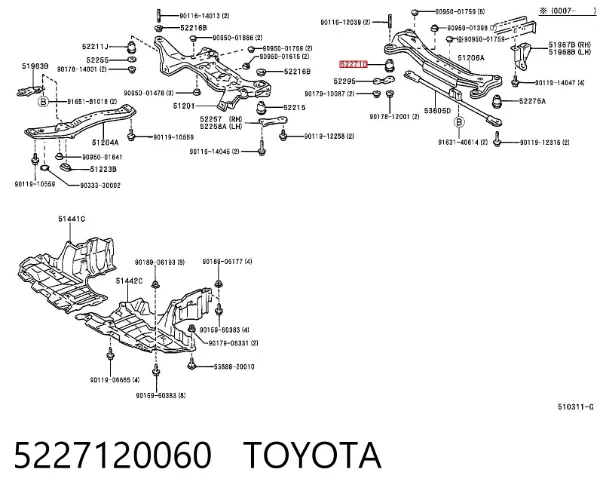 Silentblock trasero Toyota Avensis I