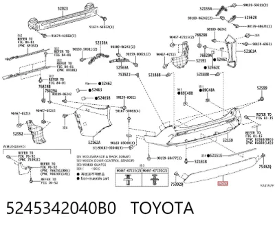 Moldura central del parachoques trasero TOYOTA 5245342040B0