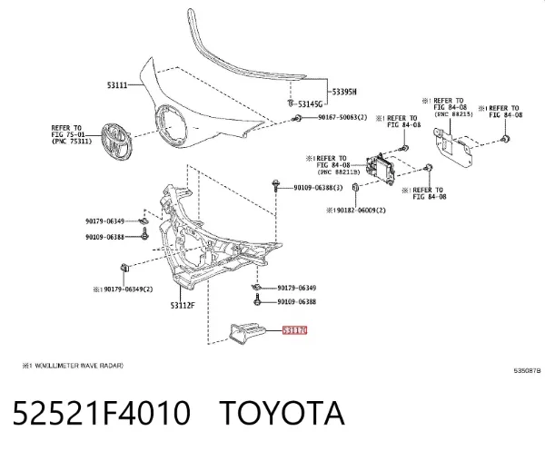 Soporte de parrilla del radiador 52521F4010 Toyota