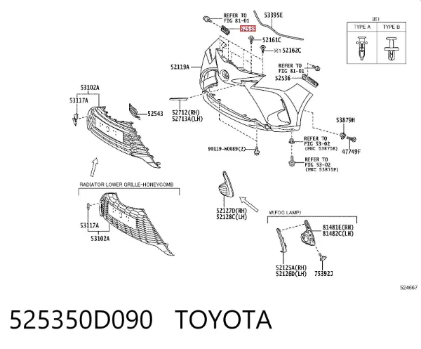 Soporte de parachoques delantero derecho 525350D090 Toyota