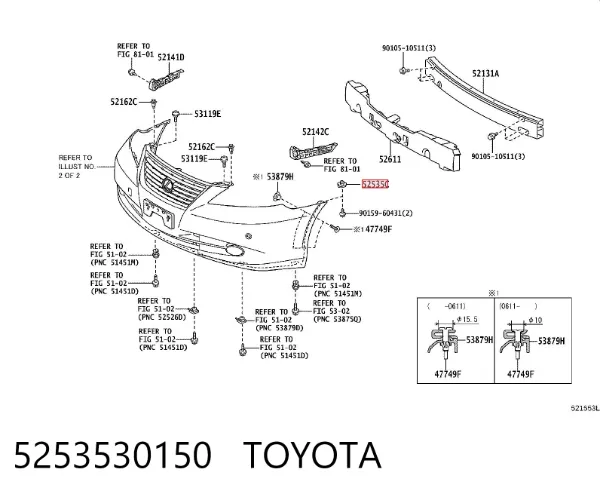 Soporte de parachoques delantero derecho 5253530150 Toyota
