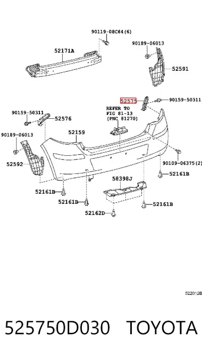 Soporte del parachoques trasero derecho TOYOTA 525750D030