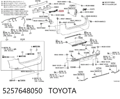 Soporte exterior izquierdo del parachoques trasero TOYOTA 5257648050