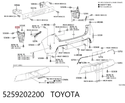 Protector de parachoques trasero TOYOTA 5259202200