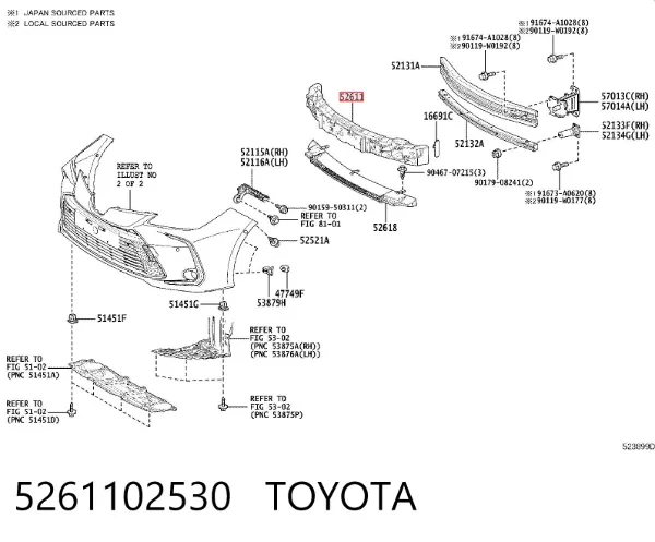 Absorbedor del parachoques delantero 5261102530 Toyota