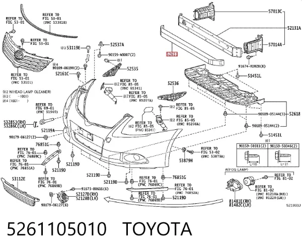 Absorbedor del parachoques delantero 5261105010 Toyota