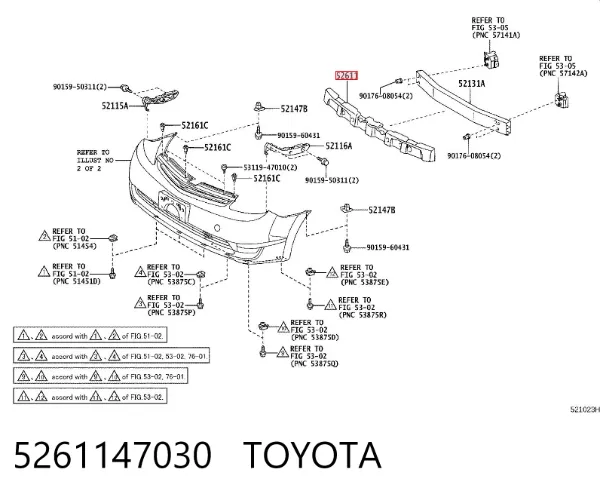 Absorbedor del parachoques delantero 5261147030 Toyota