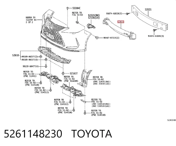 Absorbedor del parachoques delantero 5261148230 Toyota