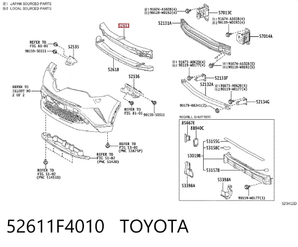 Absorbedor del parachoques delantero 52611F4010 Toyota