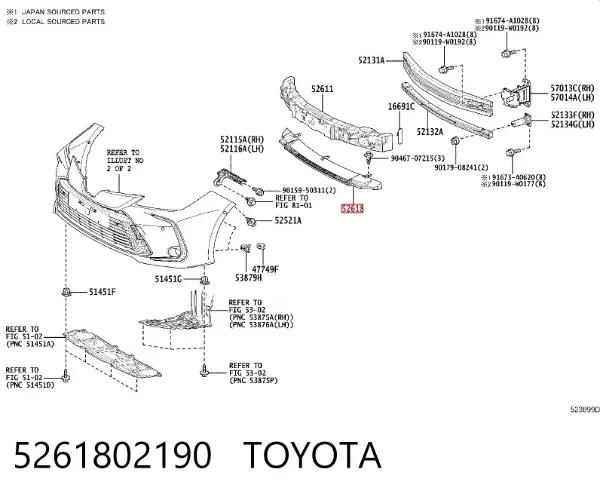 Absorbedor del parachoques delantero 5261802190 Toyota