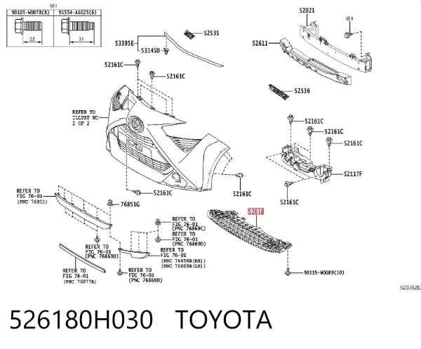 Protector para parachoques 526180H030 Toyota