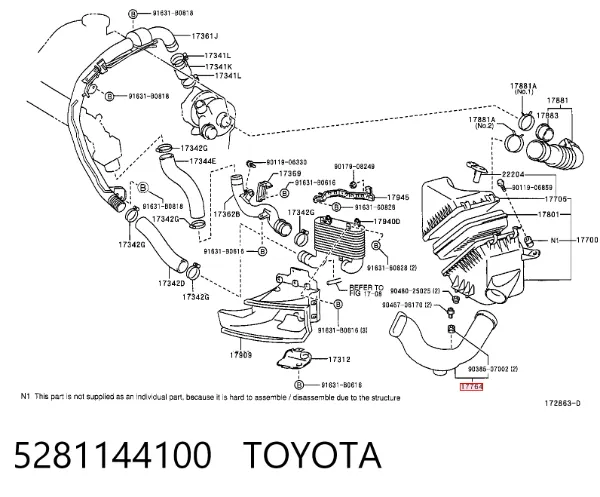 Entrada del filtro de aire Toyota Avensis Verso