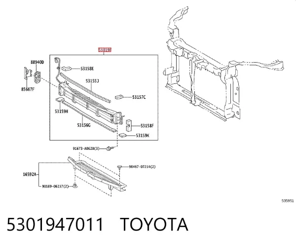 Persiana del radiador 5301947011 Toyota