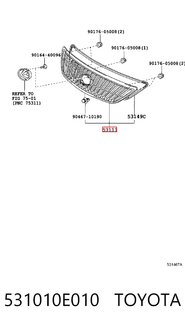 Parrilla 531010E010 Toyota